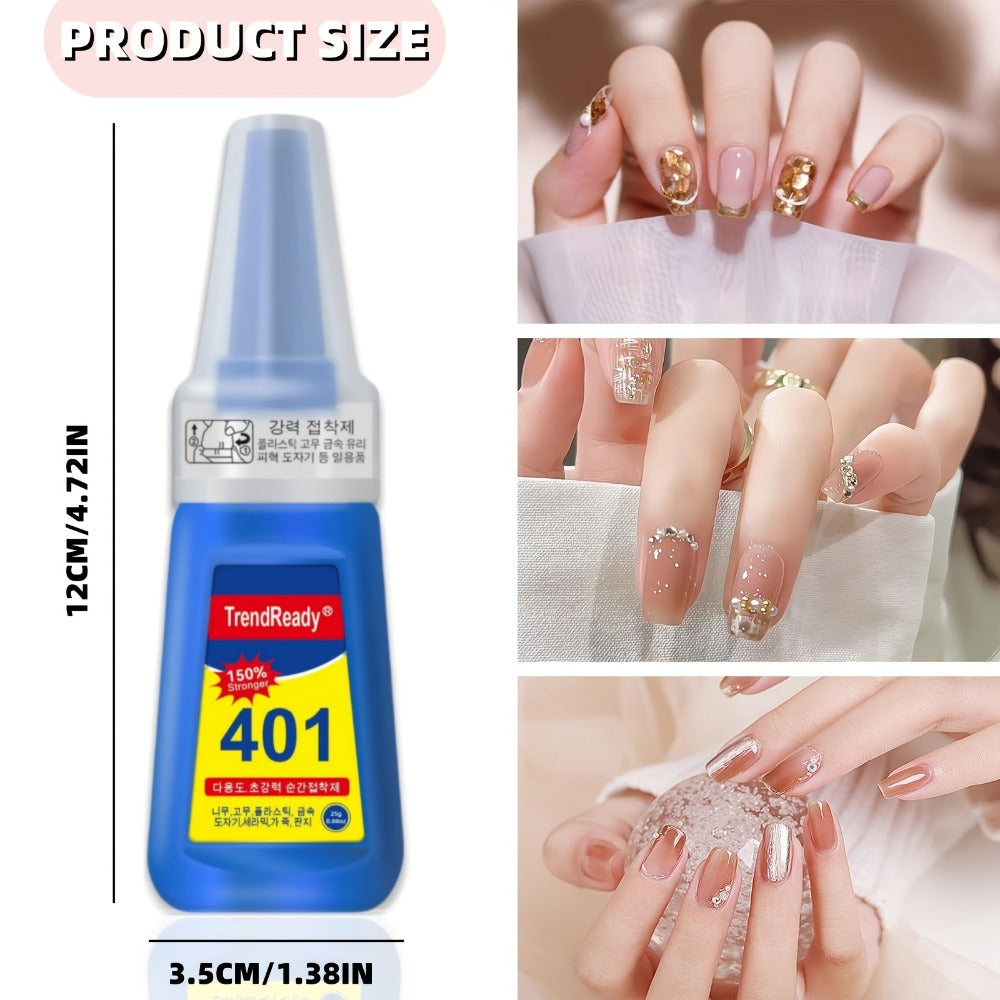 Waterproof Nail Adhesive Tabs with Nail Stickers 0.85oz Dropper Tip Bottle – Extra Strong Alcohol-Free Quick Release Long Wearing Salon
