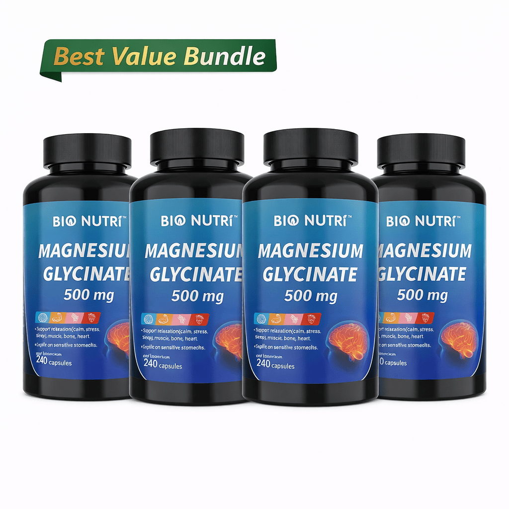 Magnesium Glycinate 500mg Chelated Capsules, Deep Sleep, Stress & Relaxation Supplement for Women & Men