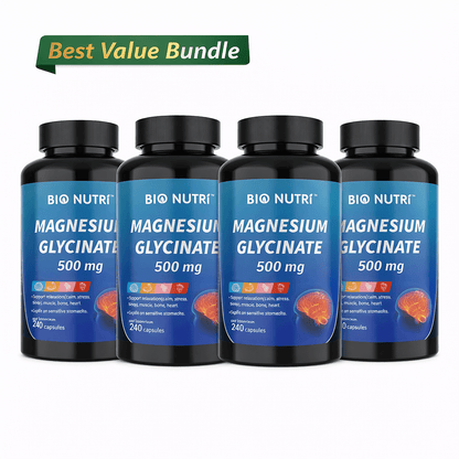 Magnesium Glycinate 500mg Chelated Capsules, Deep Sleep, Stress & Relaxation Supplement for Women & Men