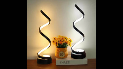 Two-Style Spiral LED Table Lamp with Touch Dimming in Black or White, Single or Two-Pack Options