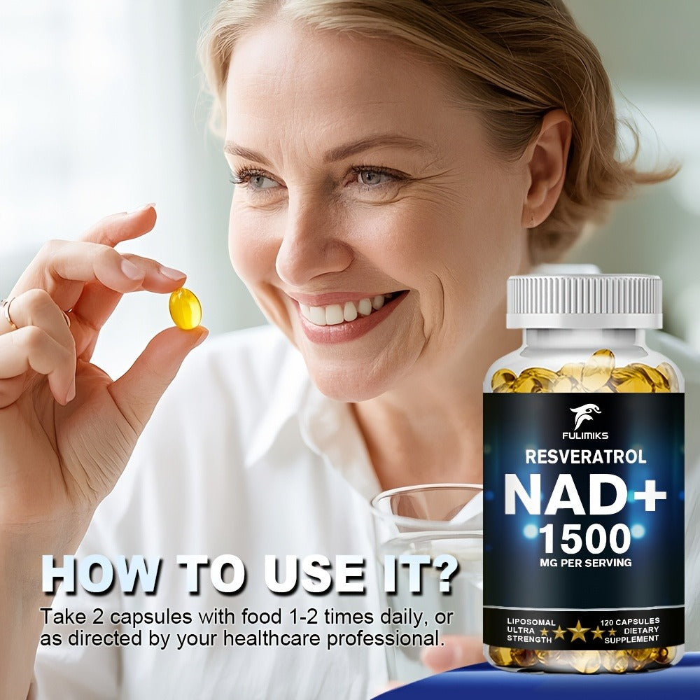 NAD+ Supplement Capsules with Resveratrol, Cellular Energy, & Daily Vitality Support for Women & Men