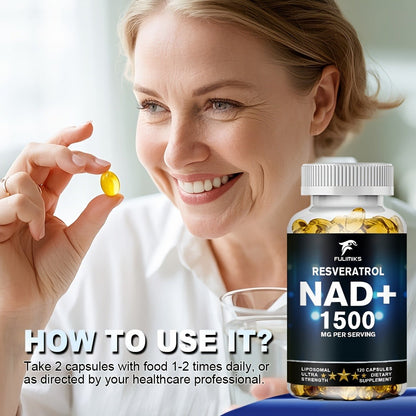 NAD+ Supplement Capsules with Resveratrol, Cellular Energy, & Daily Vitality Support for Women & Men