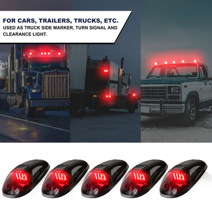 5pcs LED Cab Roof Marker Lights 16/24 LED 12V Super Bright UV-Resistant ABS Lens with Wiring Harness Kit for 2003-2018 Pickup Trucks 1500