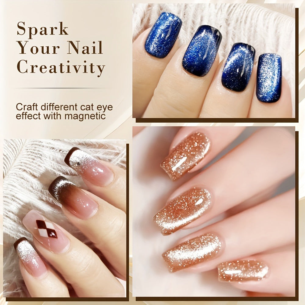 Cat Eye Gel Polish 8ml Holographic Chameleon Flash – Magnetic Sand 3D Color-Shifting Semi-Permanent UV LED Gel Varnish for Salon & Home DIY