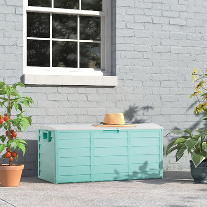 75 Gallon Deck Box with Wheels, 284L Resin Outdoor Storage Box Lockable Plastic Container for Patio