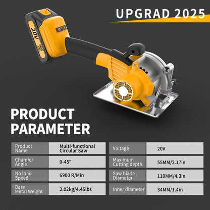 Brushless Circular Saw 5-Inch Kit 6900RPM with Battery & Charger, 45° Bevel Cut, Up to 6 Saw Blades