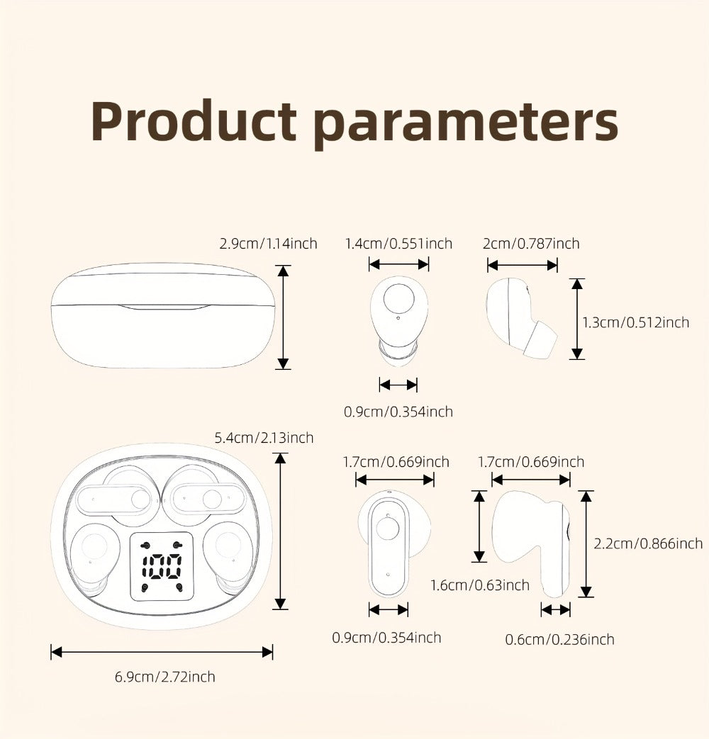 Four-Earbud Wireless Set with Two In-Ear Styles, Digital Charging Case and Three Color Options