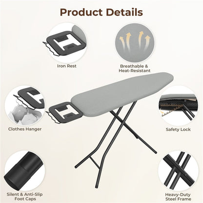 Full-Size 52-by-14-Inch Folding Ironing Board with Four-Leg Stand and Iron Rest in Four Colors