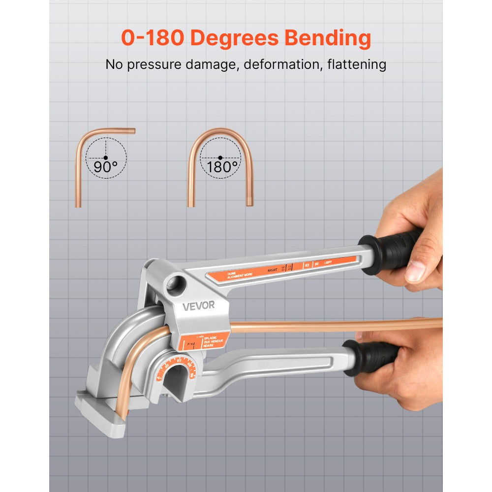 Pipe Tube Bender 3-in-1 Lever Type, Fits 1/4" 3/8" 1/2" O.D. Tubes, 0-180° Bending for Entryways, Bedrooms and Living Spaces