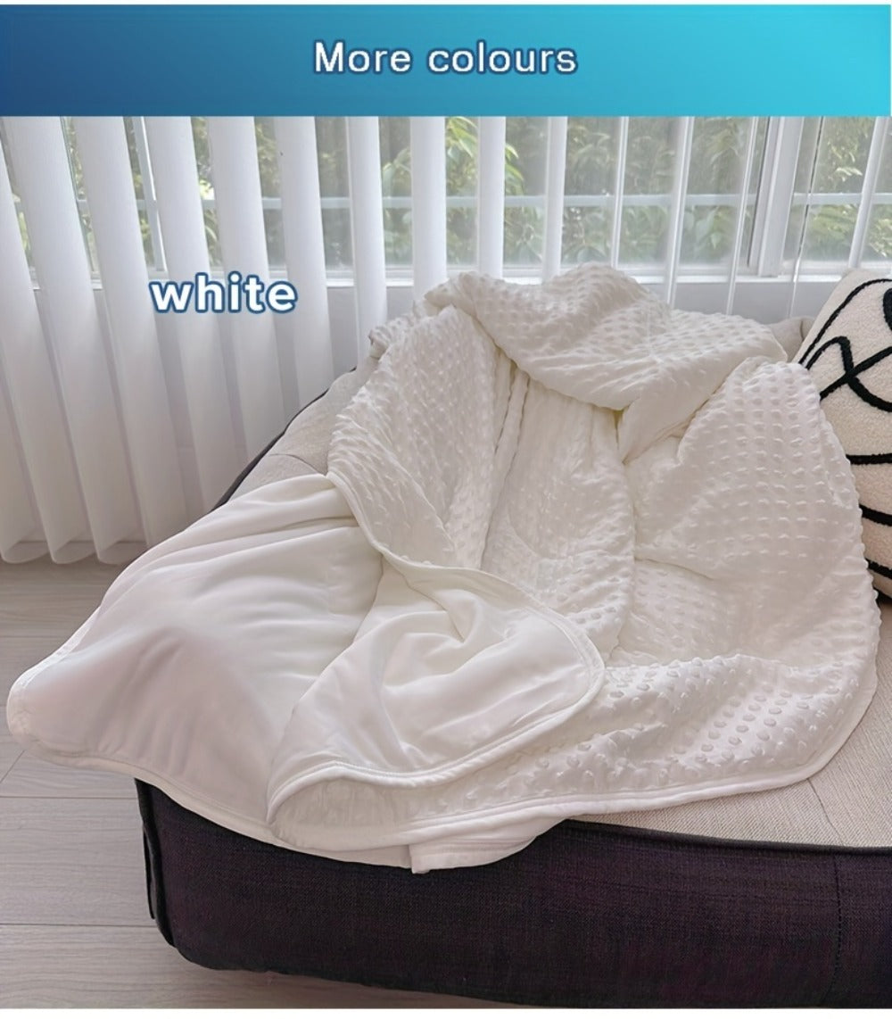 Cooling Blanket for Summer – Breathable Lightweight Throw with Soundwave Embossed Striped Design, 100% Polyester Machine Washable Blanket