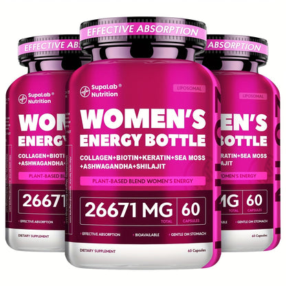 Sea Moss & Ashwagandha Women's Energy Supplement 20-in-1 with Shilajit - Hormonal Balance, Focus