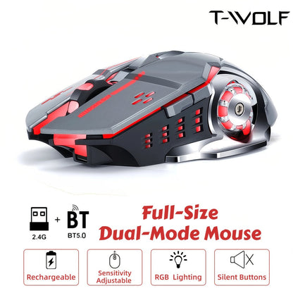 Bluetooth 5.0 2.4G Dual Mode Wireless RGB Gaming Mouse Silent 6 Button USB-C Rechargeable for an Everyday Personal Care Routine