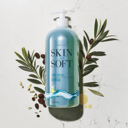 Jojoba Oil Shower Gel 33.8oz 2-Pack - Gentle Cleansing, Softening & Conditioning, Fresh Herbal Scent