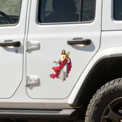 Four-Piece Red-and-White Robe Figure Sticker Set for Vehicle Windows and Other Flat Surfaces