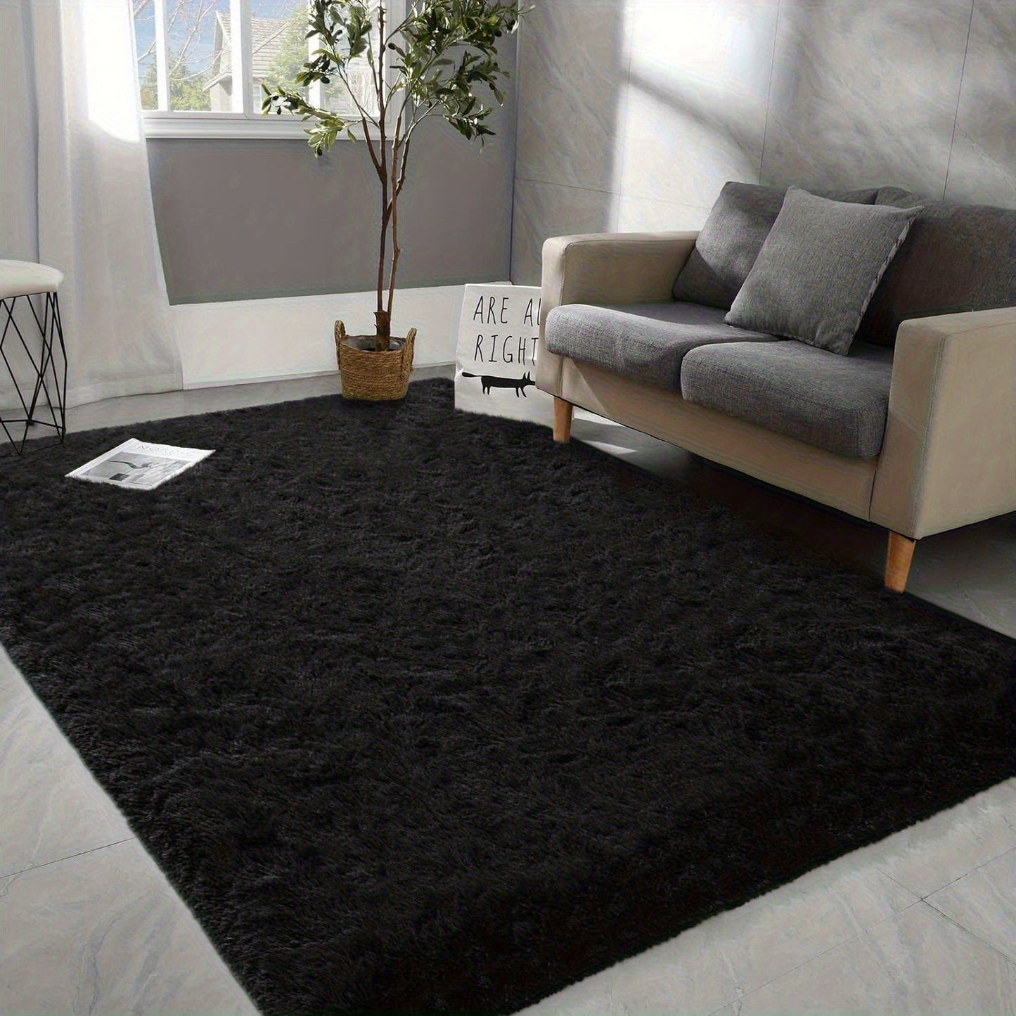 Rectangular Shaggy Area Rug with Nine Color Labels and 3 x 5-Foot to 8 x 10-Foot Size Options