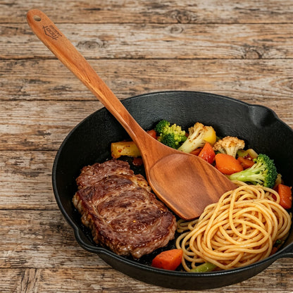 Kitchen Utensils 10-Piece Teak Wood Spoon and Spatula Set with Thickened, Basic and Shovel Configurations