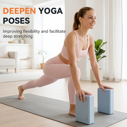 Foam Yoga Mat Set 2-Pack – EVA High-Density Non-Slip Mats for Pilates, Stretching, Meditation & Home Fitness Workouts