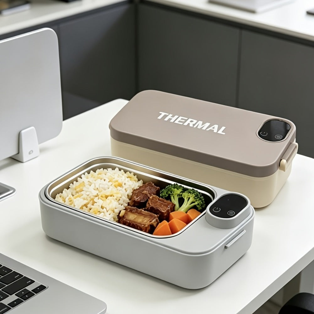 Electric Lunch Box Food Heater 3-in-1 USB Heated Bento Box, Stainless Steel Portable Warming Lunch Box with Adjustable Temperature