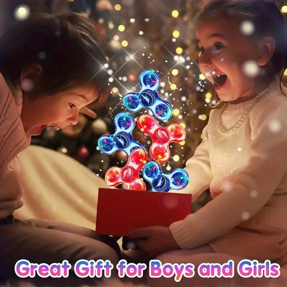 LED Spinning Top Fidget Toy 12 Pack Glow in the Dark Crystal Gyroscope with Vibrant Lights for Parties, Celebrations and Guest Favors