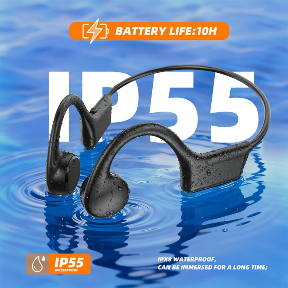 Black Open-Ear Wireless Sports Headset with Behind-the-Neck Band and Single Checkout Option