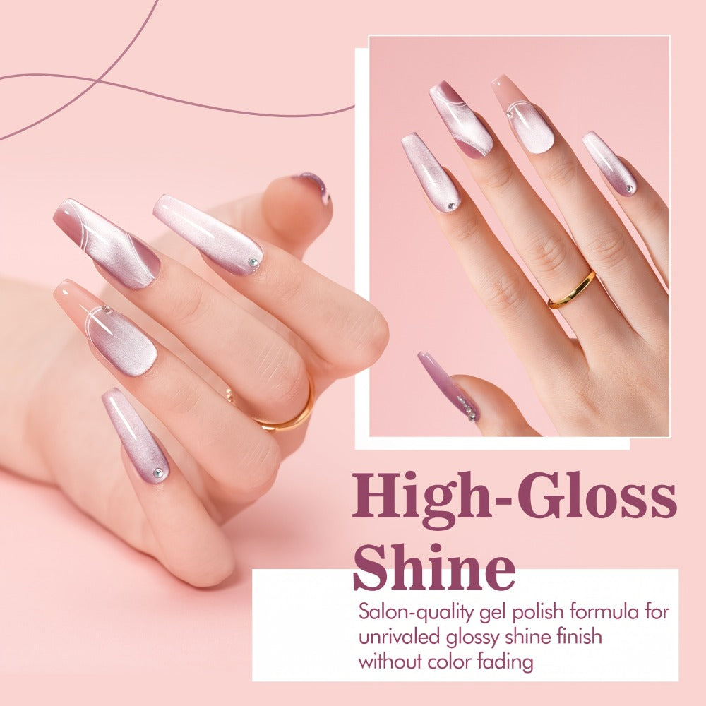 Gel Nail Polish MORDDA Six-Color Magnetic Cat Eye Kit with Included Nail Art Magnet for Home Manicures