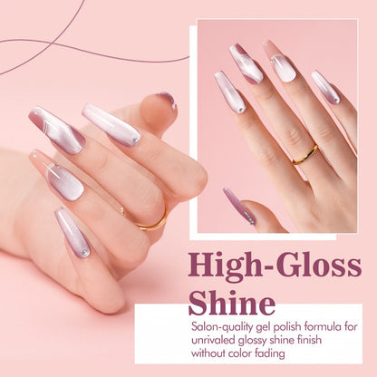Gel Nail Polish MORDDA Six-Color Magnetic Cat Eye Kit with Included Nail Art Magnet for Home Manicures