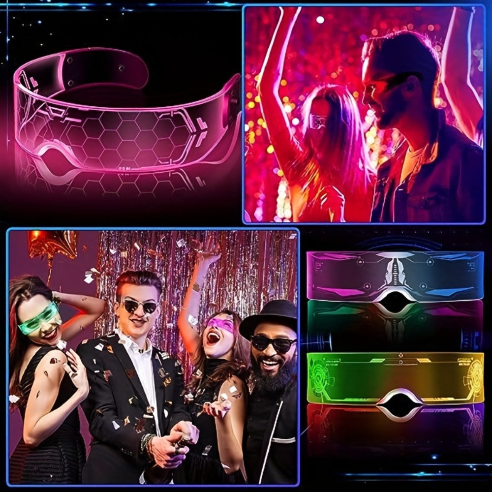 LED Visor Glasses Cyberpunk Futuristic Glow 7 Colors 5 Modes with the Listed Color, Size or Set Options for Everyday Use
