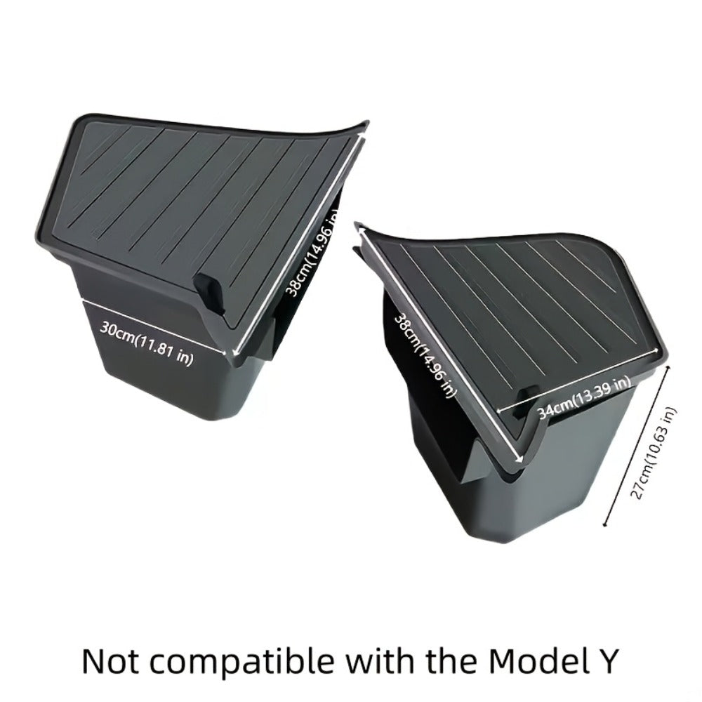 Car Trunk Organizer Side Storage Boxes for Tesla Model Y Juniper 2025 with Left/Right Black TPE Bins and Lids