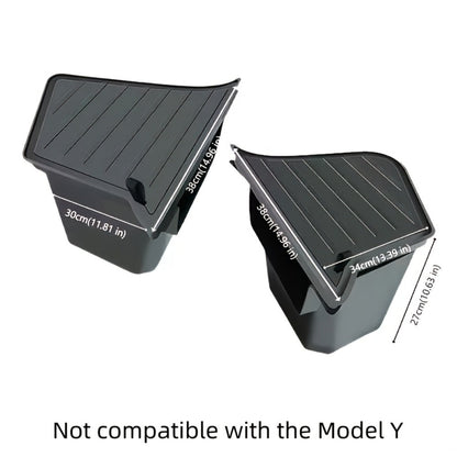 Car Trunk Organizer Side Storage Boxes for Tesla Model Y Juniper 2025 with Left/Right Black TPE Bins and Lids