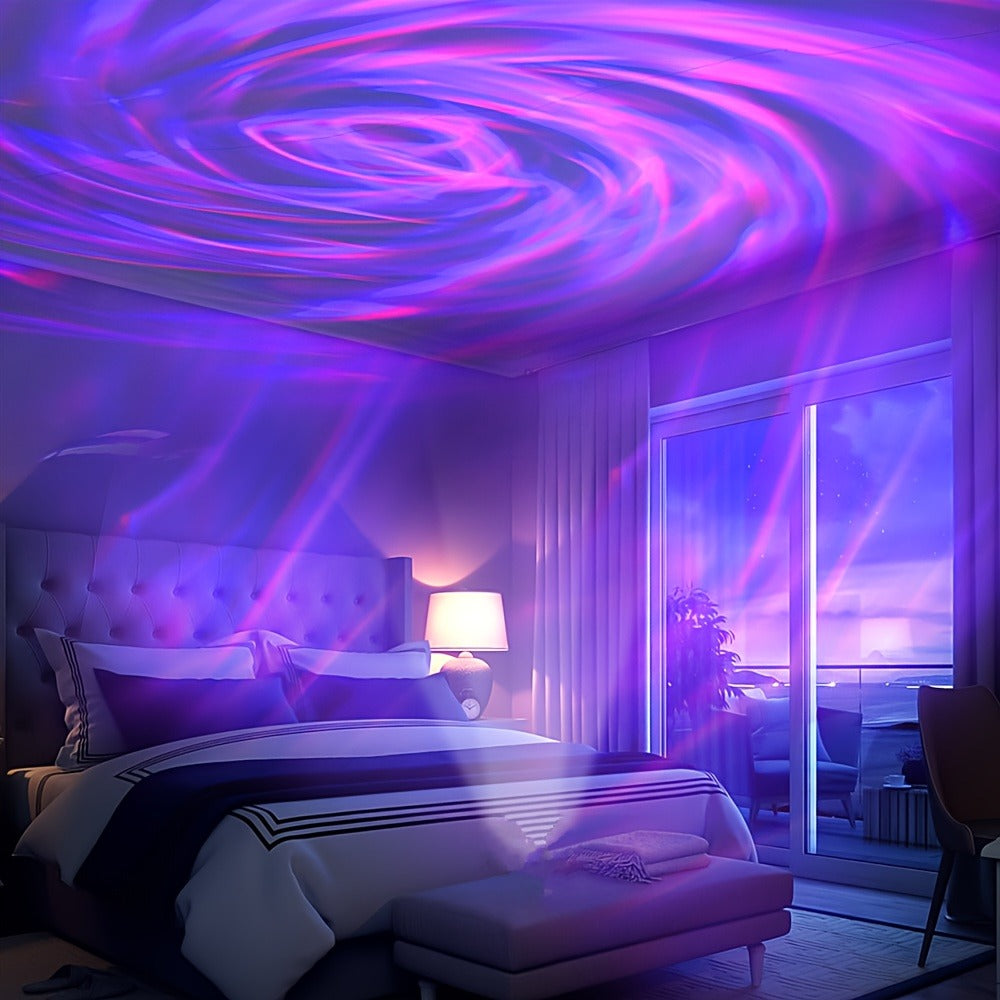 Aurora Borealis Projector Night Light 4-in-1 USB, Star Galaxy Ocean Wave & Spiral Aurora Modes