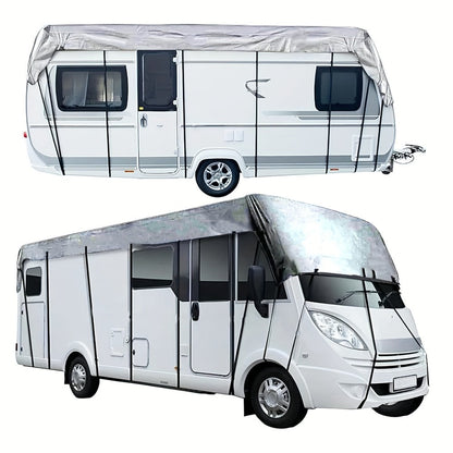 RV Cover Waterproof Heavy Duty Oxford Fabric Sunshade Anti-Falling Leaves Foldable Motorhome Caravan Trailer Protection Cover Multiple Sizes