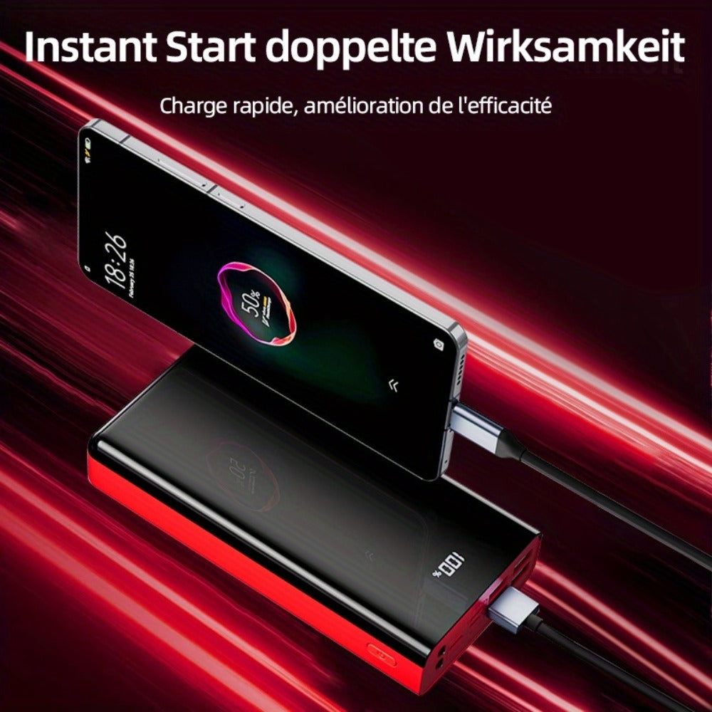 100000mAh Portable Power Bank with Flashlight LED Display Bidirectional Fast Charging Multi-Device USB Charger for Camping Outdoor Emergency