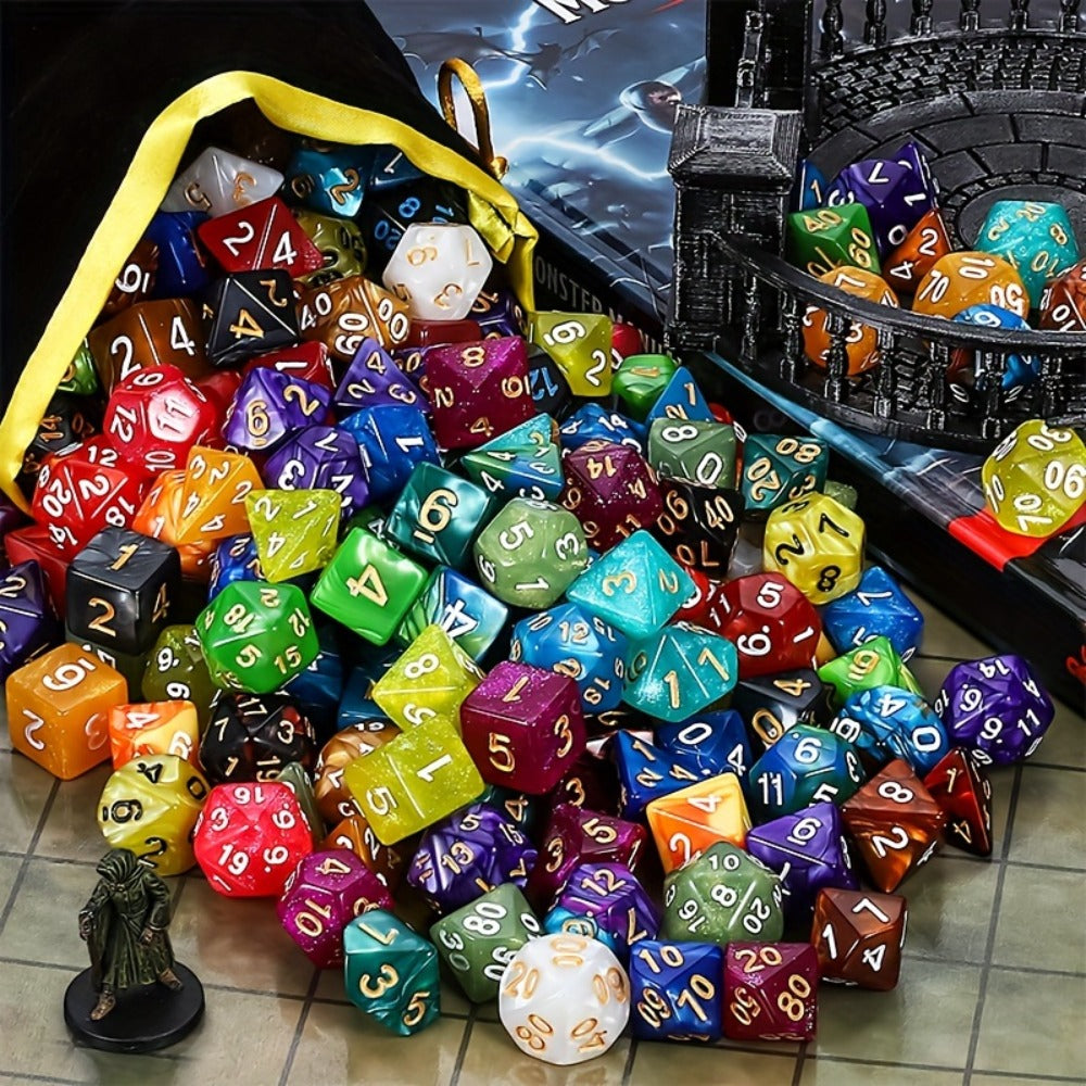 DND Polyhedral Dice Set 25 Sets 175pcs, Double Color D4 D6 D8 D10 D12 D20 for Dungeons & Dragons RPG MTG Tabletop Games