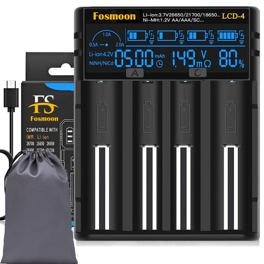 18650 Battery Charger with LCD Display, Universal Smart Charger for 3.7V & 1.2V Rechargeable Batteries