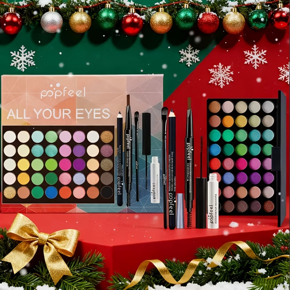 Makeup Kit Full Face All in One Eyeshadow Palette Blush Powder Foundation Mascara Brush Set, for Makeup, Travel and Everyday Vanity Use