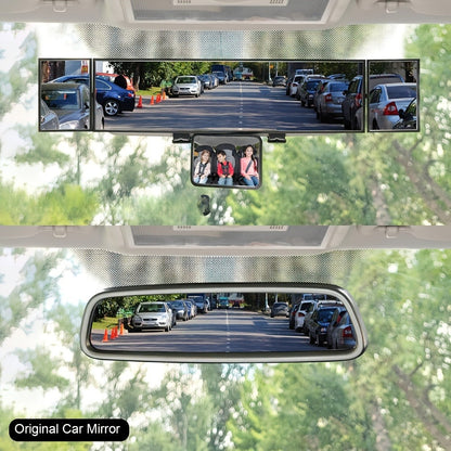 Interior Rearview Mirror 13 Inch – Quadruple-Fold Adjustable Wide Angle Car Mirror with 360° Swivel, Flat Lens
