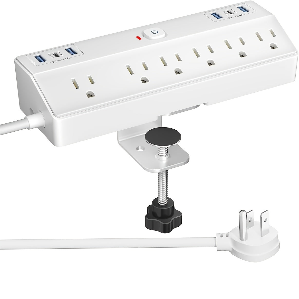 Desk Clamp Power Strip with USB-C PD 20W Fast Charging - 4 AC Outlets 4 USB Ports Surge Protector for an Everyday Personal Care Routine