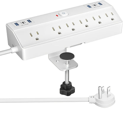 Desk Clamp Power Strip with USB-C PD 20W Fast Charging - 4 AC Outlets 4 USB Ports Surge Protector for an Everyday Personal Care Routine