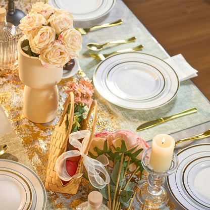 Disposable Party Dinnerware Set 350 700 Pieces Gold Silver Plastic Plates Salad Plates for Entryways, Bedrooms and Living Spaces