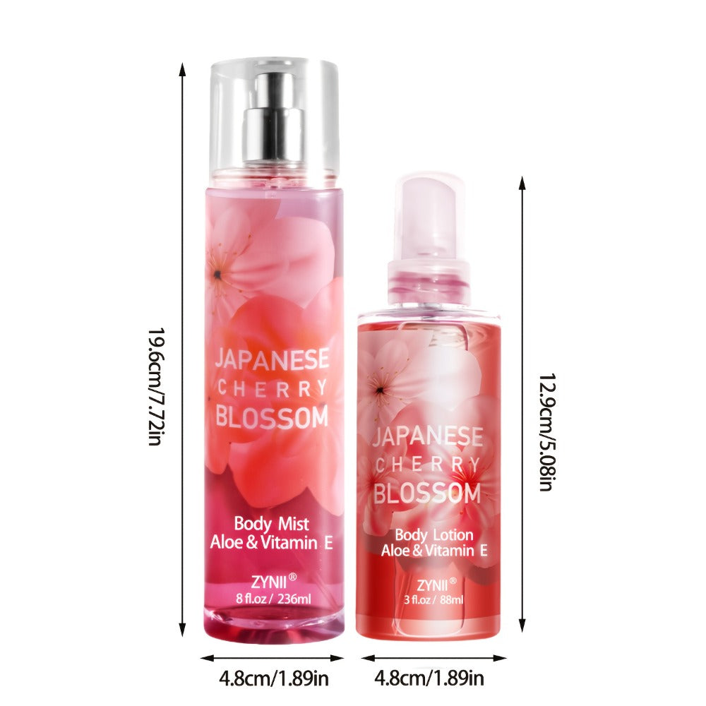 Cherry Blossom Body Mist for Women, Pheromone-Infused Sakura & Rose Fruity Floral Scent, 7- Spray
