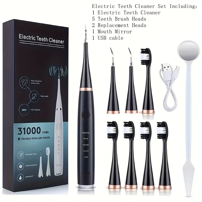 Electric Toothbrush Kit USB Rechargeable – Multi-Accessory Dental Care Set with Travel Case, Replaceable Brush Heads