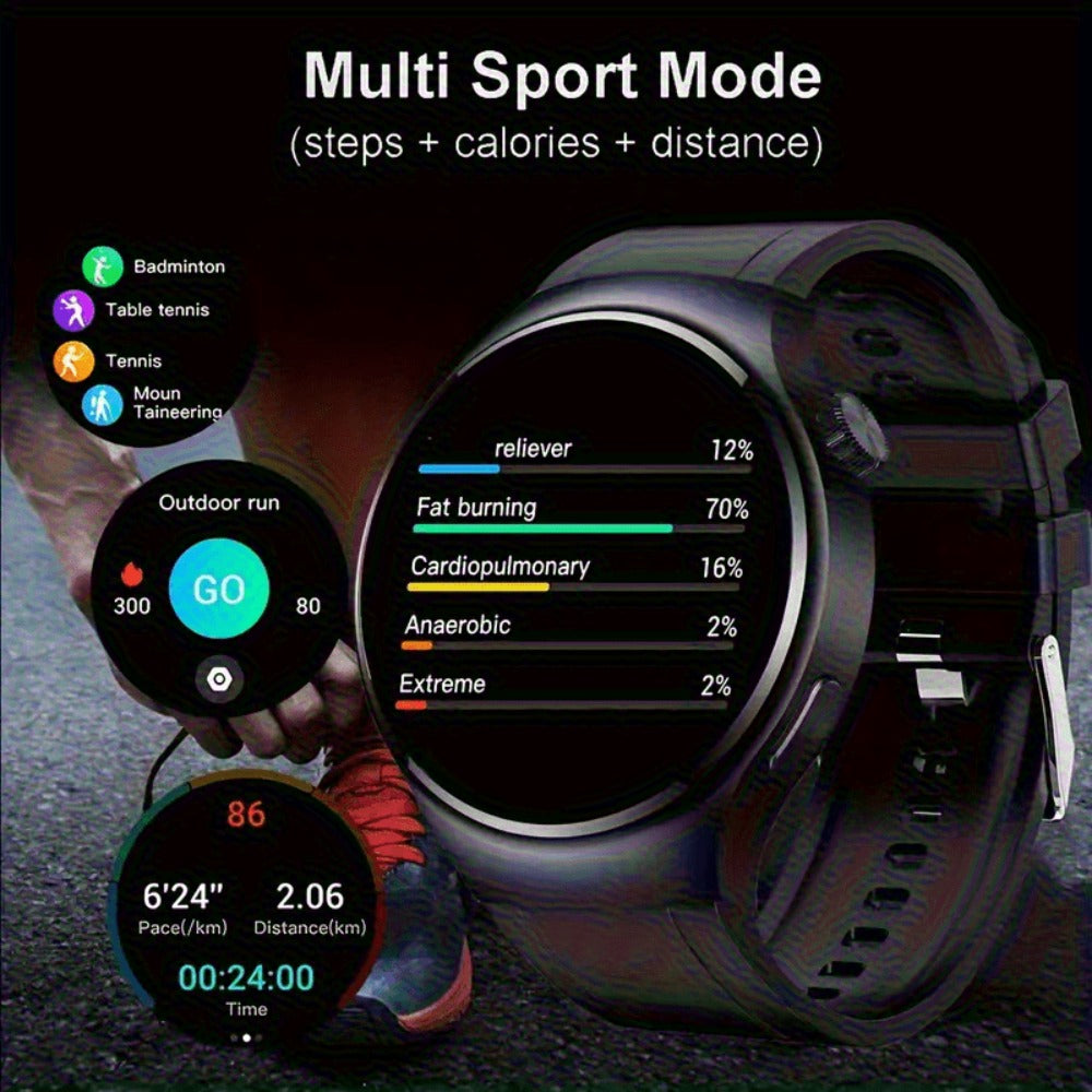 Smartwatch Round 2.01" Extra Large Screen with Wireless Calling, 100+ Sport Modes, Sleep and Heart Rate Readouts, Built-in Games Weather