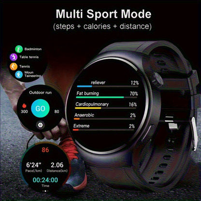 Smartwatch Round 2.01" Extra Large Screen with Wireless Calling, 100+ Sport Modes, Sleep and Heart Rate Readouts, Built-in Games Weather
