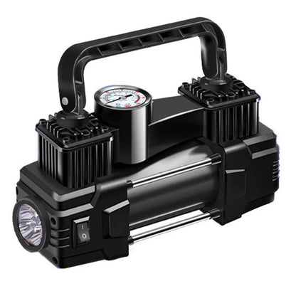 150 PSI 12V Dual-Cylinder Tire Inflator with Analog or Digital Gauge, LED Light and Carry Handle