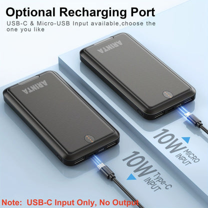 Power Bank 10000mAh 5V/2A for Heated Clothing with USB-C Input/Output in Black or White Battery Pack