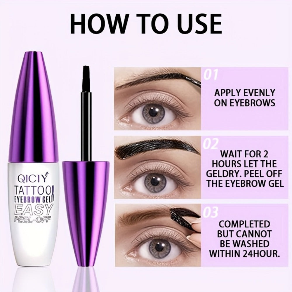 Eyebrow Tint Gel 4-Pack Semi-Permanent Tattoo Brow Gel Peel-Off, with Plant-Based Squalane, 4 Shades for All Skin Types