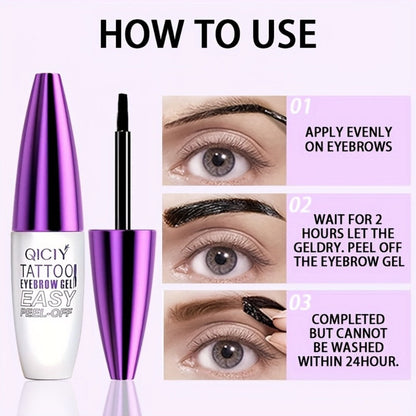 Eyebrow Tint Gel 4-Pack Semi-Permanent Tattoo Brow Gel Peel-Off, with Plant-Based Squalane, 4 Shades for All Skin Types
