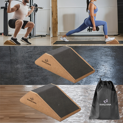 Cork Squat Wedge Blocks 2-Pack – Anti-Slip Pads, 1400 lbs Capacity, Calf Raiser & Yoga Ramp for Weightlifting