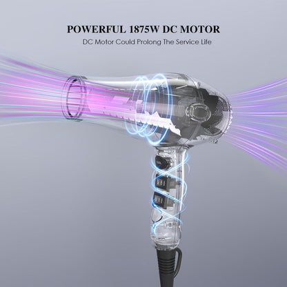 1875W Ionic Hair Dryer with Diffuser Concentrator Comb Nozzle – Professional Blow Dryer DC Motor 3 Heat 2 Speed Cool Shot Anti-Frizz Salon