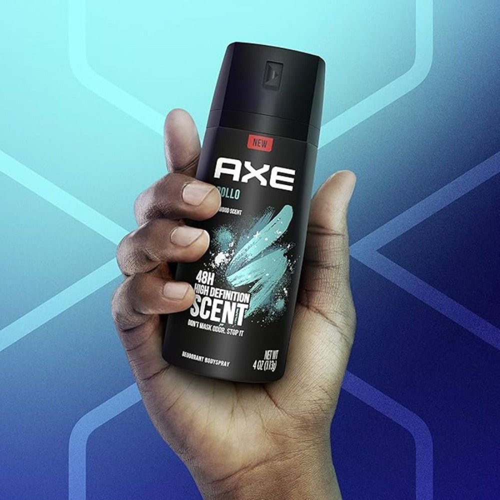 AXE Apollo Body Spray Six-Pack with 150ml Black Aerosol Cans, Apollo Scent Label and 5 fl oz Marking